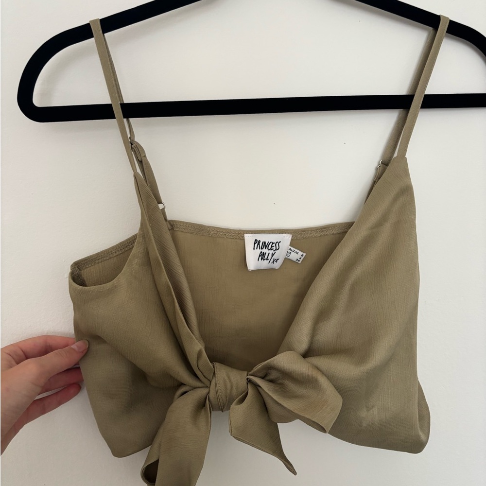Princess Polly Green tie front Top